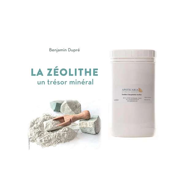 Zeolite set & Book La Zéolithe un trésor minéral di Benjamin Dupré - Apoticaria