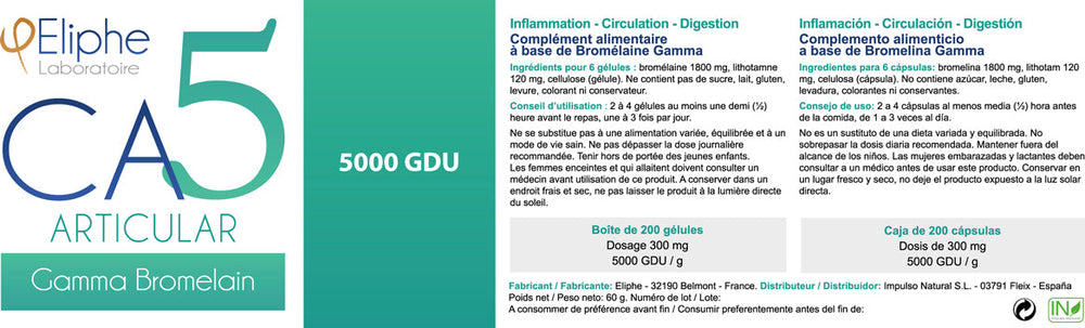 Bromelina Gamma Eliphe 5000 GDU etichetta